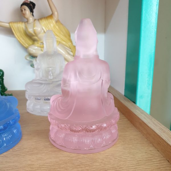 Tượng Quan Thế Âm Bồ Tát bằng Lưu Ly cao cấp 13cm (Hồng) - Hình ảnh 3