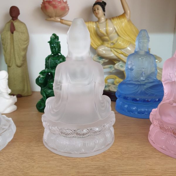 Tượng Quan Thế Âm Bồ Tát bằng Lưu Ly cao cấp 13cm (Trắng) - Hình ảnh 3